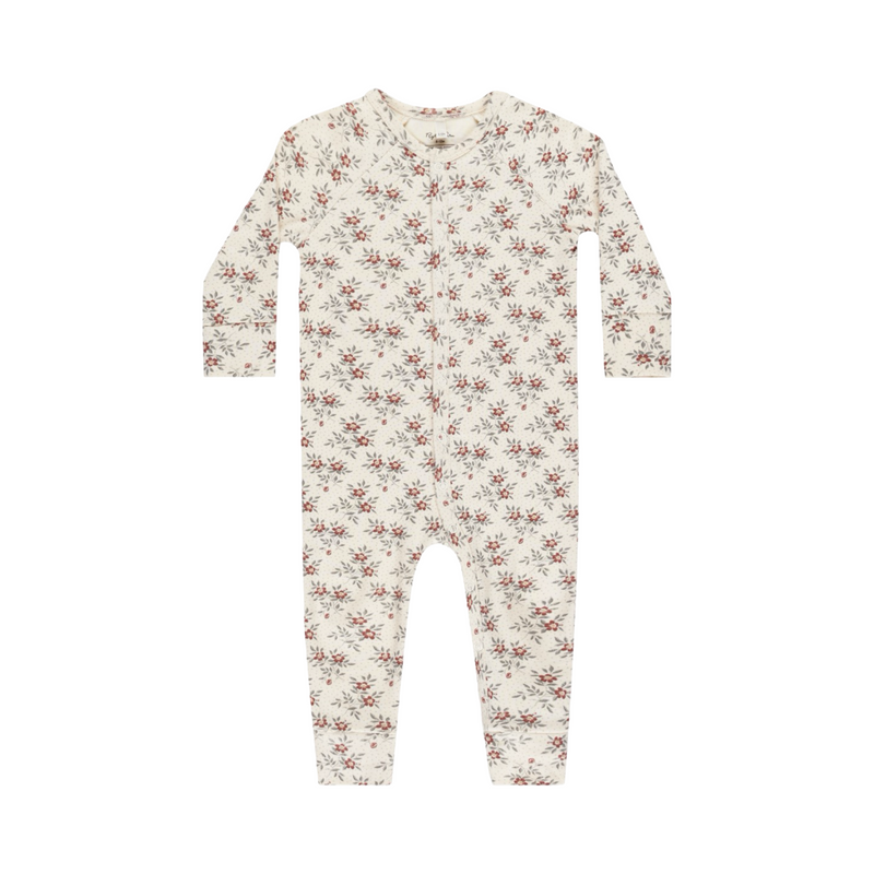 Holiday floral organic long john pajamas