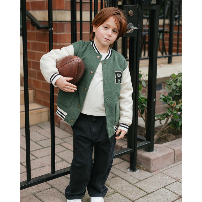Green varsity jacket