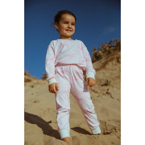 Ensemble pyjama classique Poney rose pour enfants 