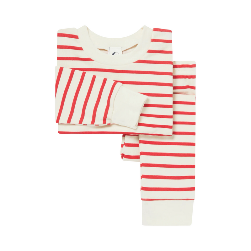 Red & oatmeal breton kids classic pyjama set