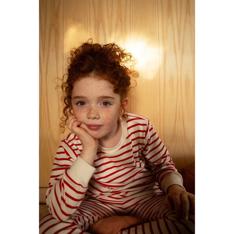 Red & oatmeal breton kids classic pyjama set