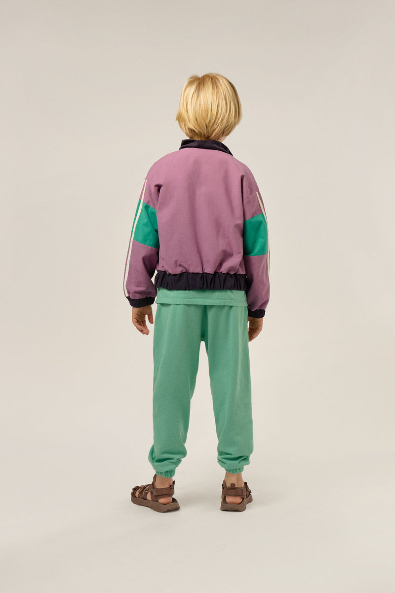 Purple color block kids zipped sweatshirt