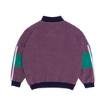 Purple color block kids zipped sweatshirt