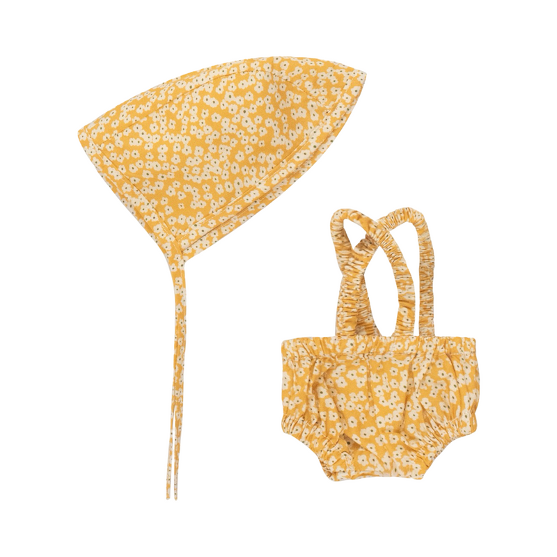 Gommu yellow flowers shorts & hat