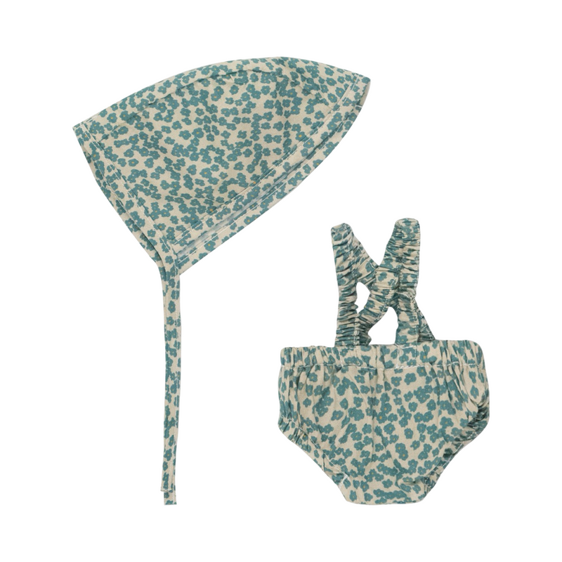 Gommu green flowers shorts & hat