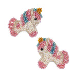 2 pack unicorn beaded hair clip