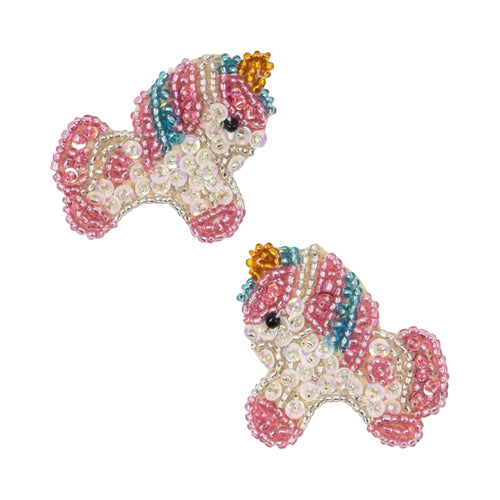 2 pack unicorn beaded hair clip