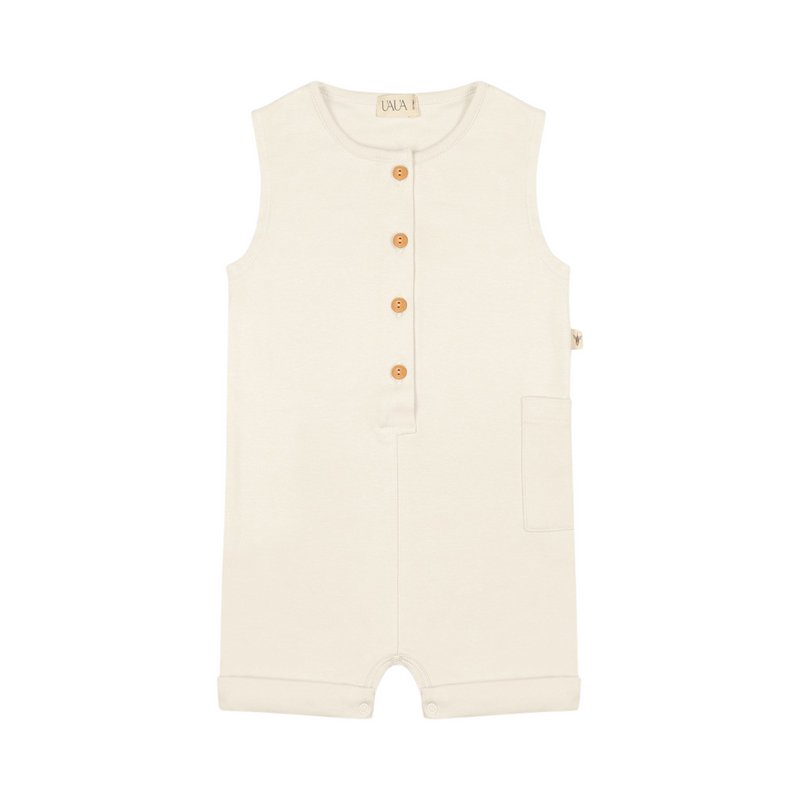 Sleeveless romper with buttons