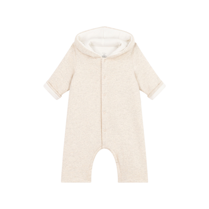 Babies' quilted cotton hooded jumpsuit