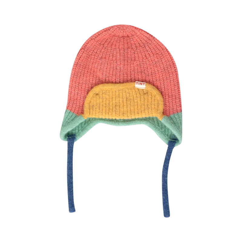 Color block earflap beanie