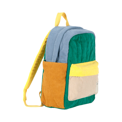 Color block padded corduroy schoolbag