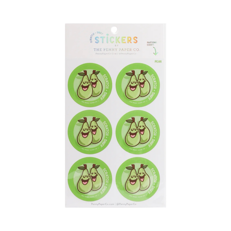 Pear scented scratch and sniff stickers
