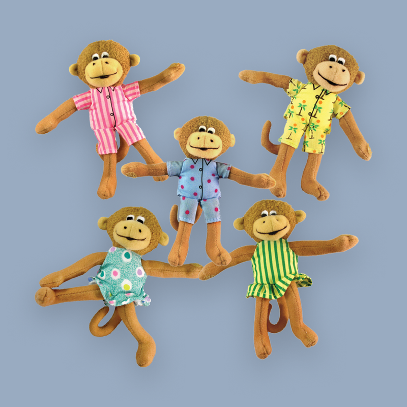 Cinq petits singes marionnettes à doigts et livre
