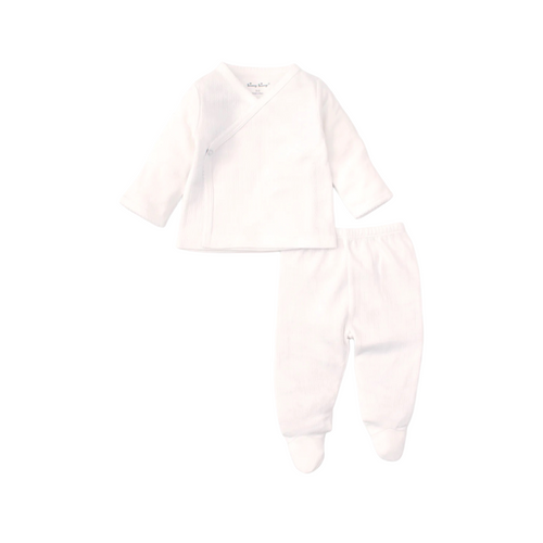 Pointelle cross tee and pant set