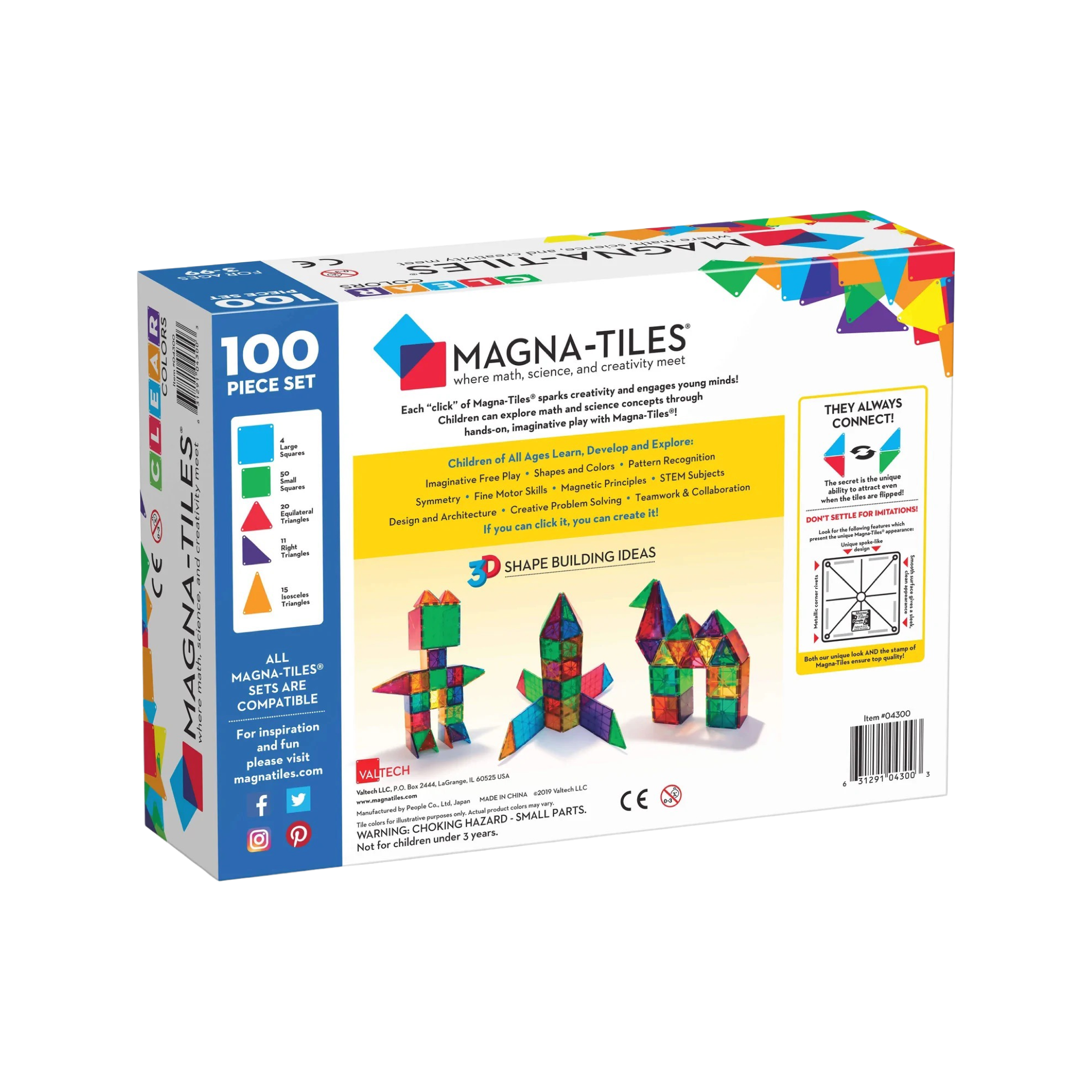 Magna Tiles Clear colours 100 pieces set Les Petits Voyous