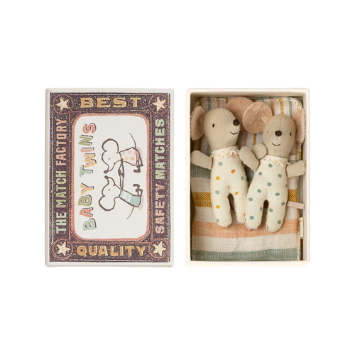 Baby twins mice in matchbox