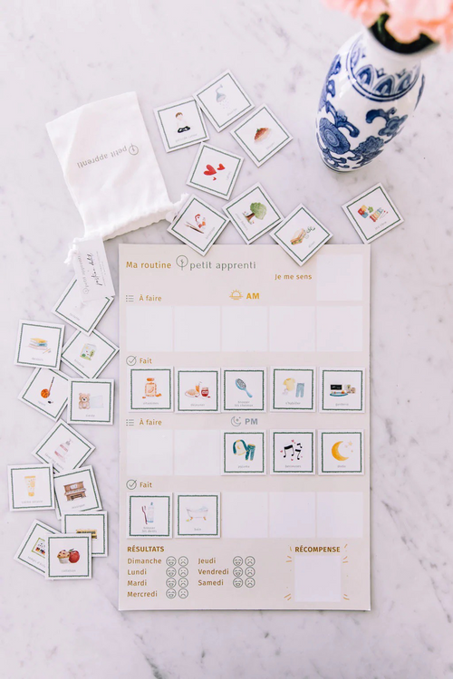 Magnetic routine & motivation chart + 60 magnets (French version)