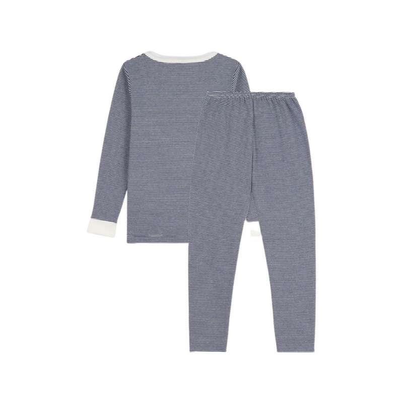 Pyjama ajusté en coton à fines rayures Cire