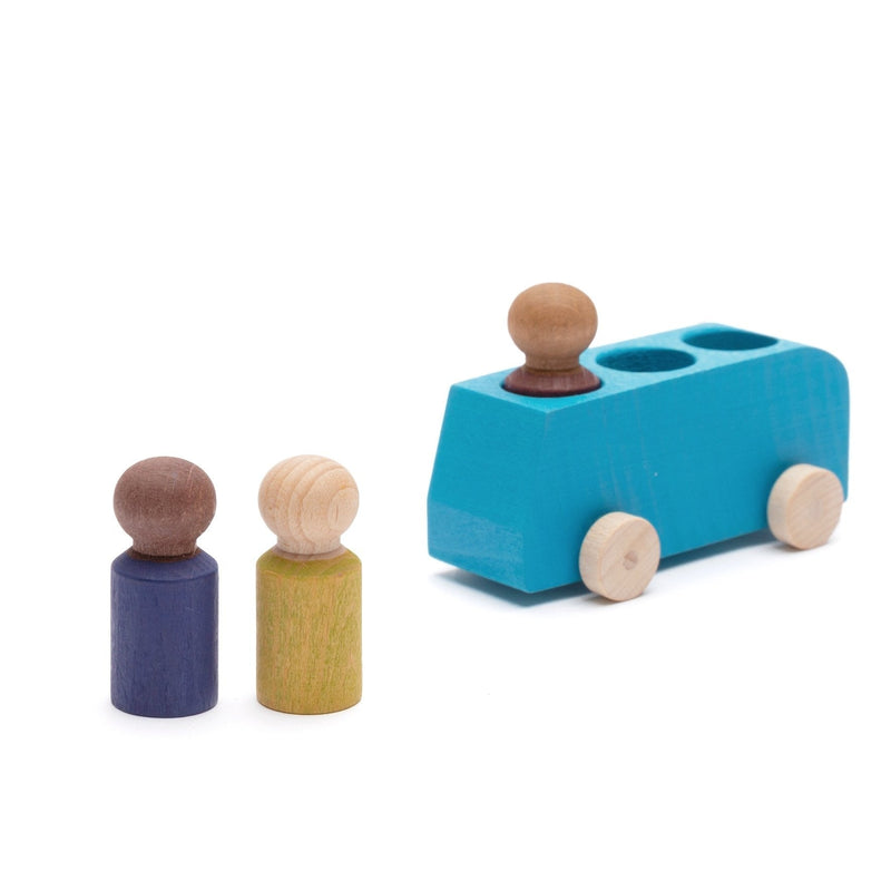 Blue Bus With 3 Figures